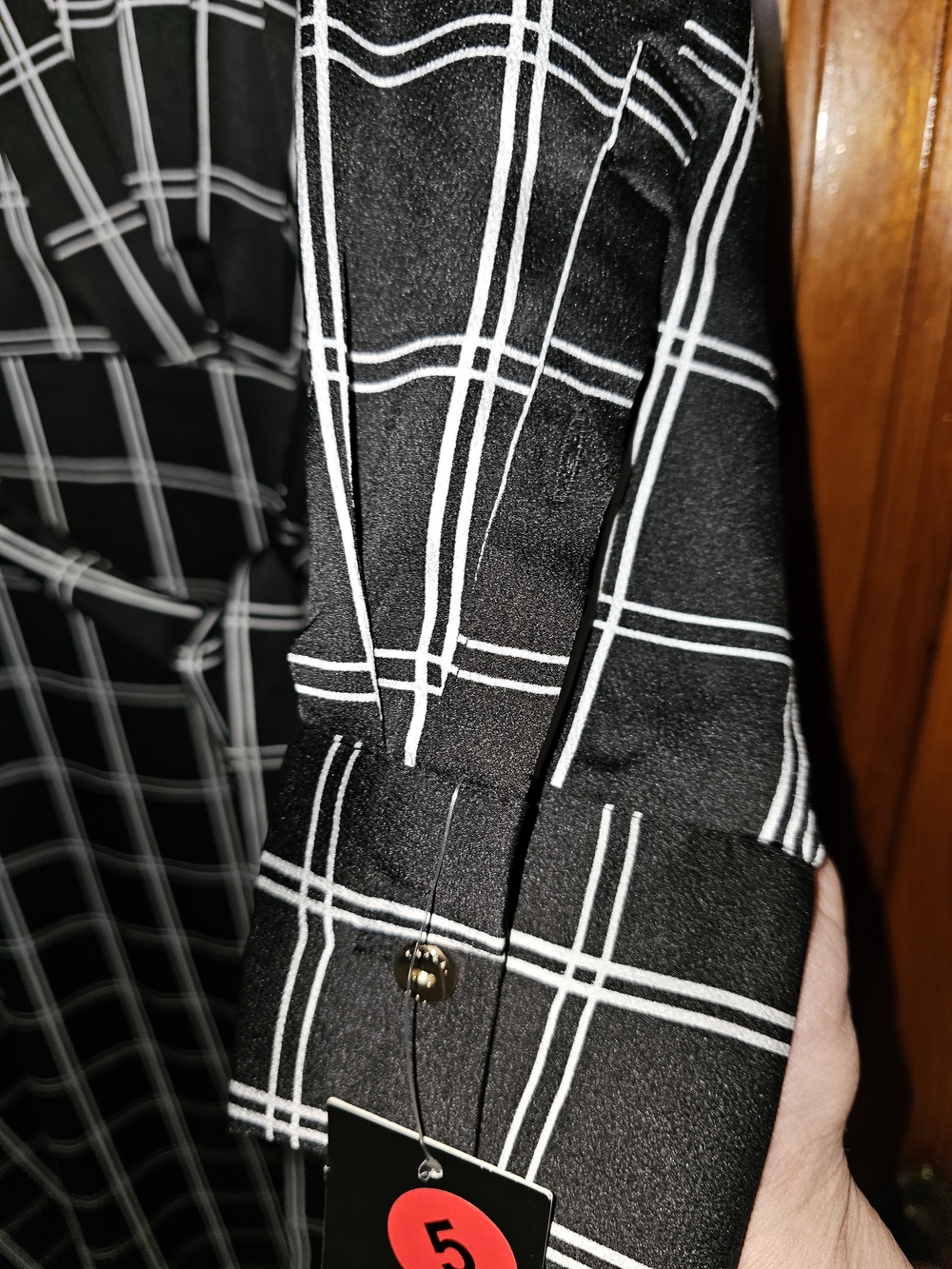 Tahari ASL Black & White Windowpane Wrap Midi Dress 14 NWT - Picture 6 of 8